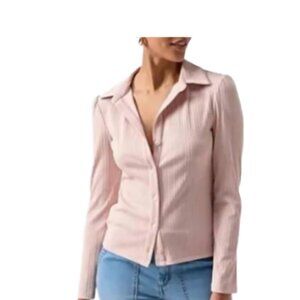 SANCTUARY Candy Ribbed Knit Shirt In Pink-Size XS - NWT